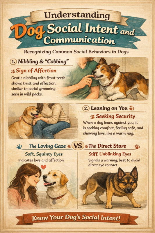Understanding dog social intent and communication through nibbling, leaning, and eye contact examples - Dog behavior ...