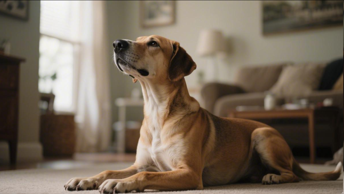 Dog showing prayer posture associated with abdominal pain and pancreatitis - What to feed a dog with diarrhea
