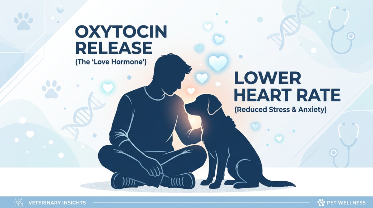 Dog and owner bonding infographic showing the release of Oxytocin during physical contact. - dog leaning on me]