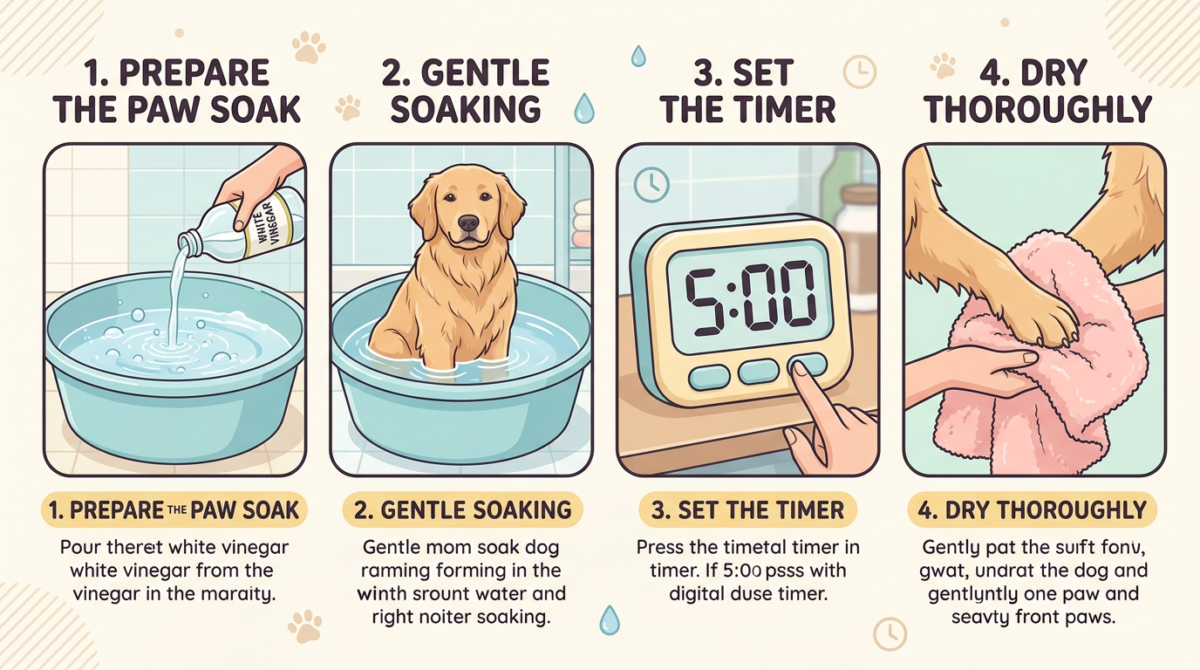 How to Stop Dog From Licking Paws 狗狗足浴步骤图解：准备温水、加入ACV、计时5分钟、彻底擦干