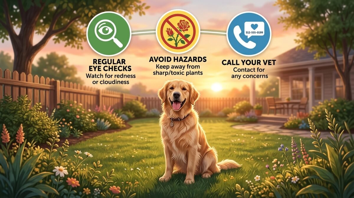 Top 3 Tips for Dog Eye Health: Regular checks, avoiding irritants, and immediate vet visits for any cloudiness