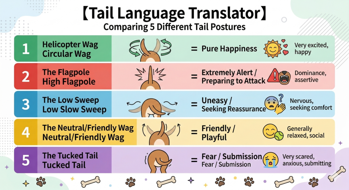 dog body language [Tail Language Translator]Comparing 5 Different Tail Postures - dog body language,dog psychology ex...