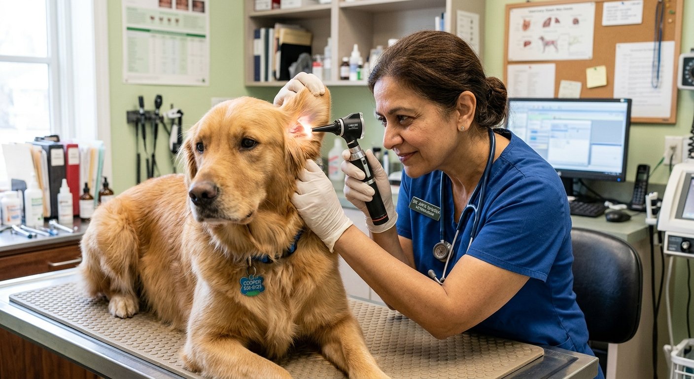 dog ear infection treatment — pet care illustration - Dog ear infection treatment options