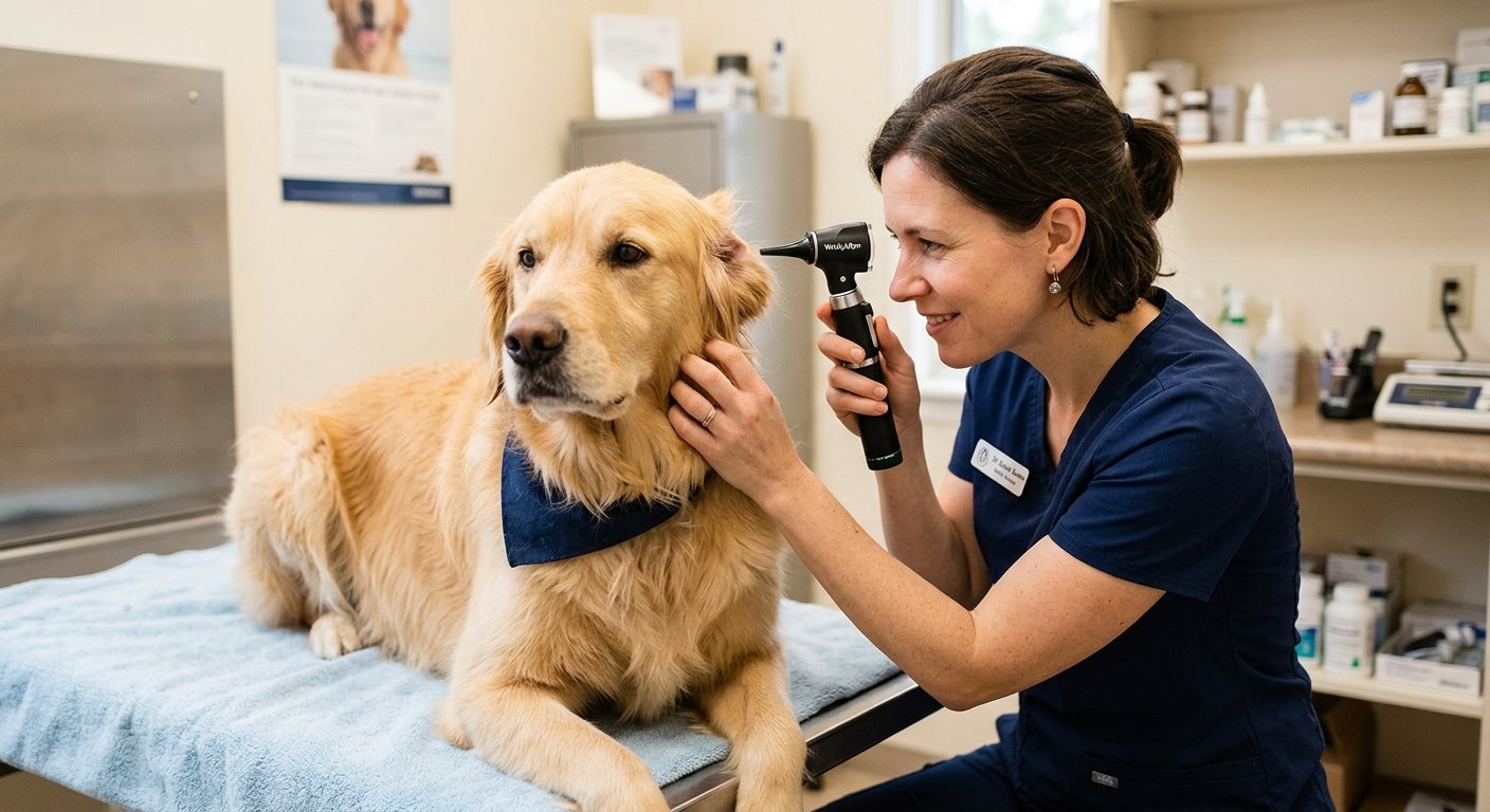 ear drops for dogs ear infection — pet care illustration