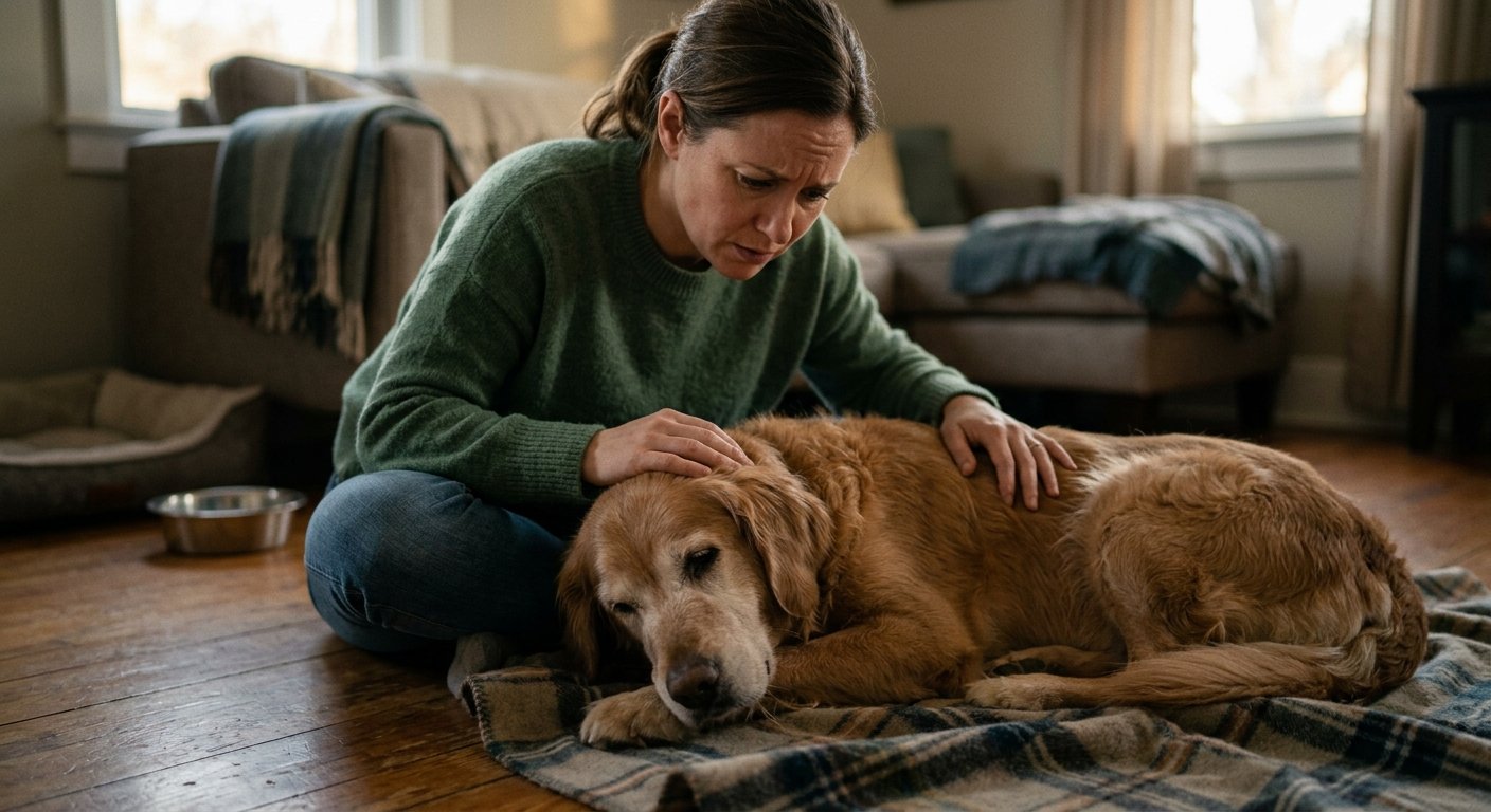 my dog is throwing up — pet care illustration - My dog is throwing up causes