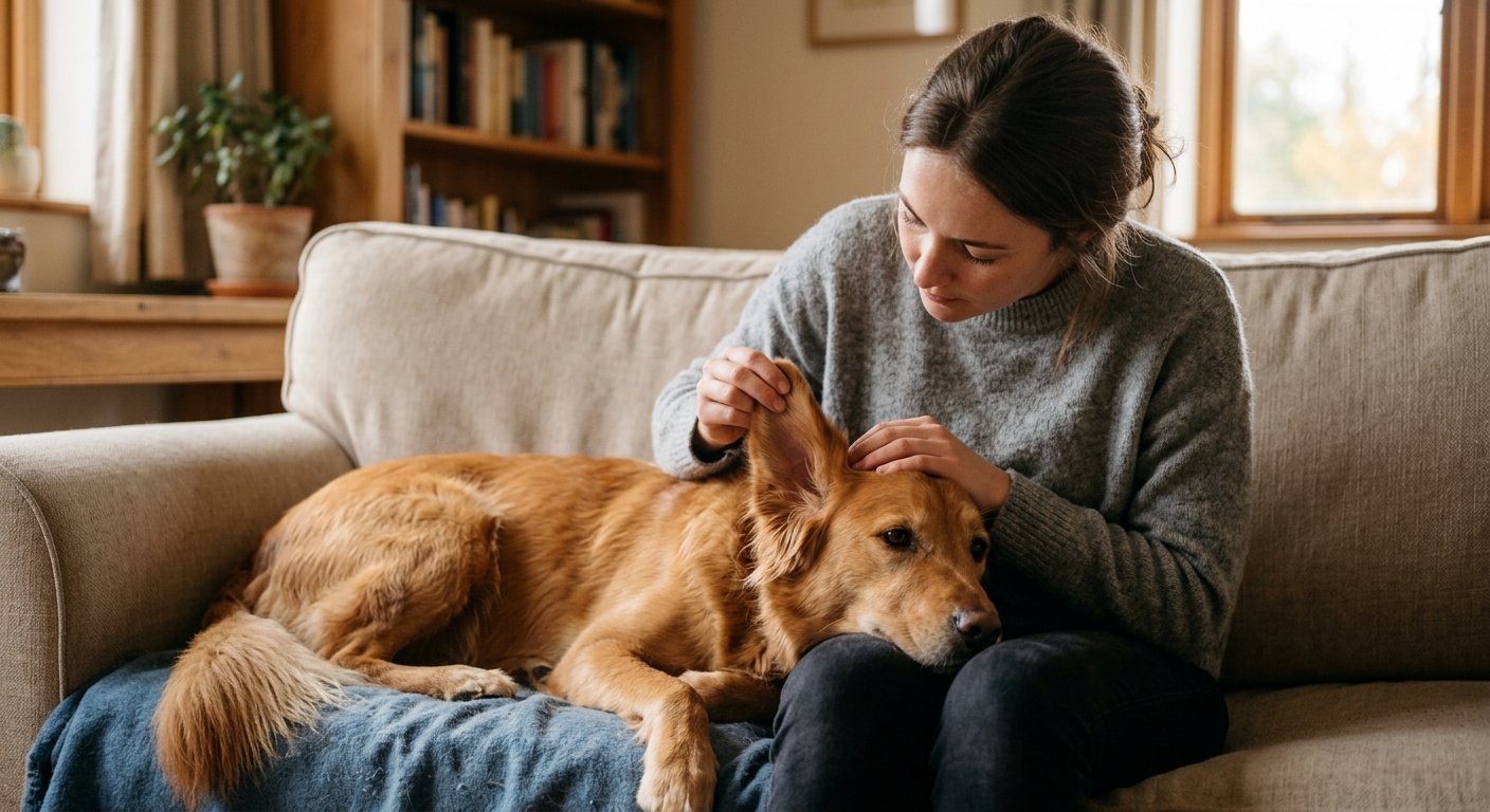 treatment for dog with ear infection — pet care illustration