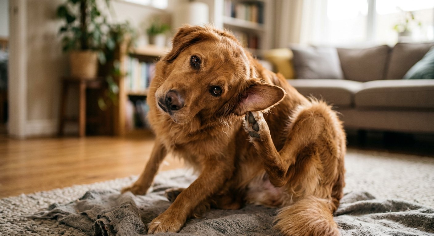 treatment for dog with ear infection — pet care illustration
