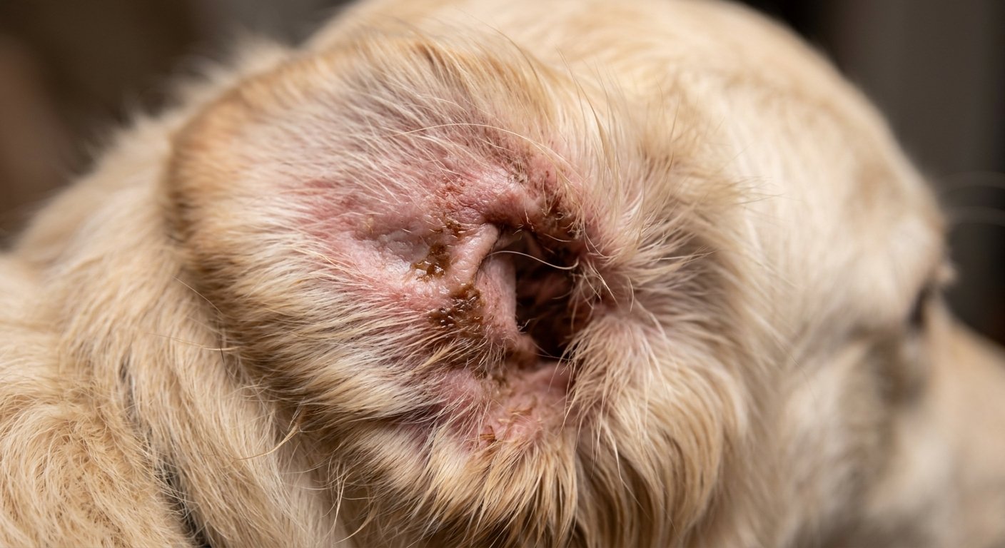 what does a dog ear infection look like — pet care illustration